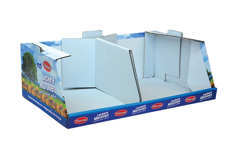 Printed cardboard display boxes and shelf-ready trays
